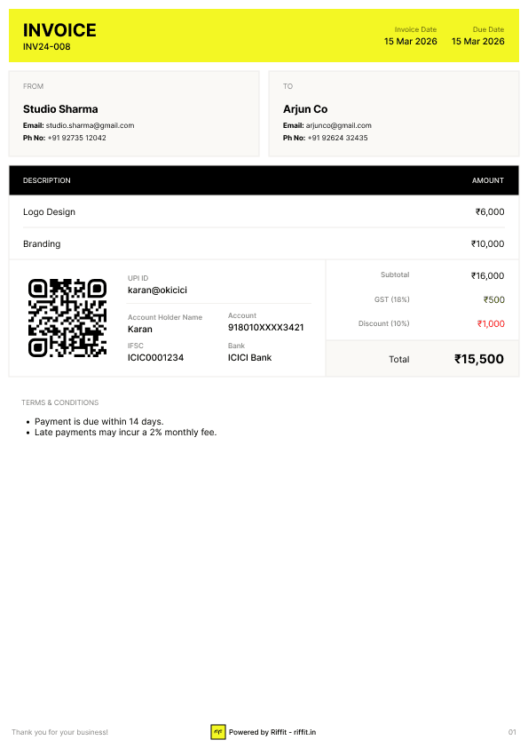 Riffit invoice PDF
